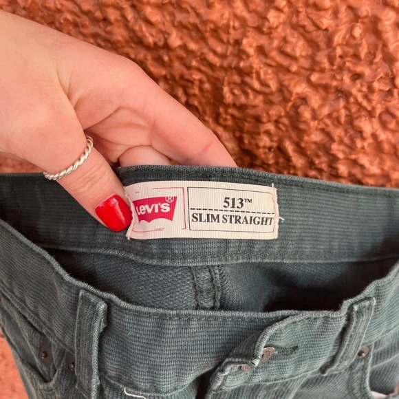 Levi's 513 Slim Deep Green Corduroy Jeans Size 10 Reg 25 X 25 Boys Pants - Picture 5 of 5